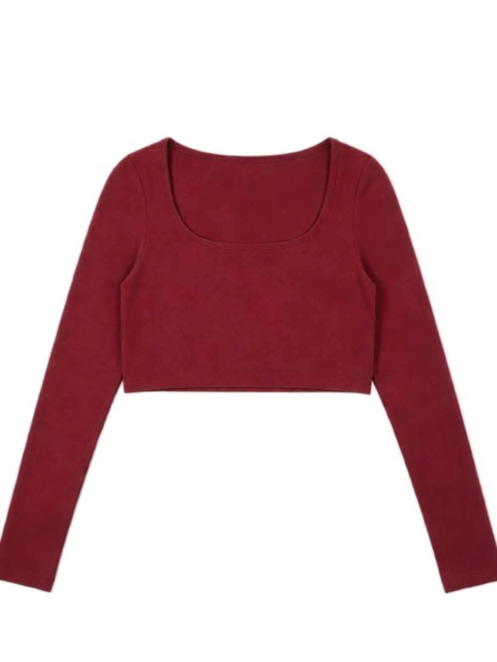 SHEIN XS Red Scoop Neck Long Sleeve Crop Top